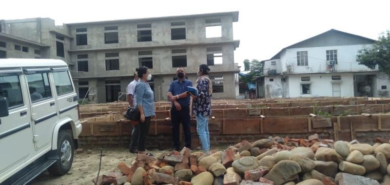 Minister Pangnyu with officials from the Dimapur health department at the new District Hospital Dimapur  construction site on October 4.